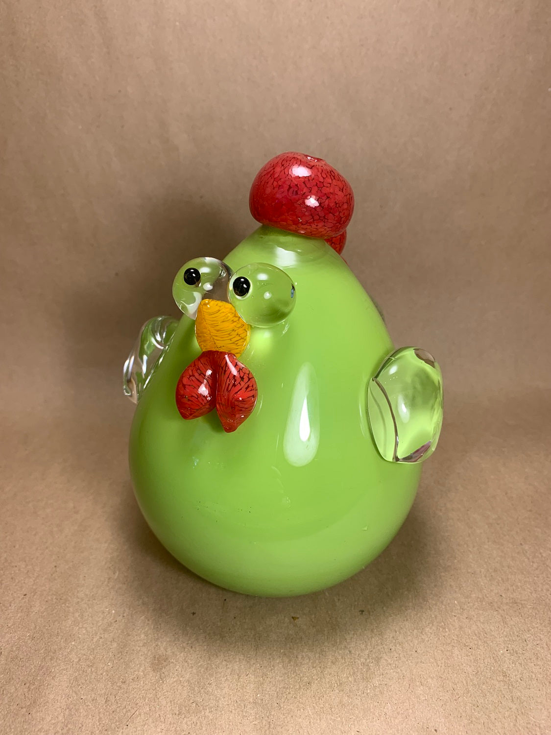 Blown Glass Chicken 7"H