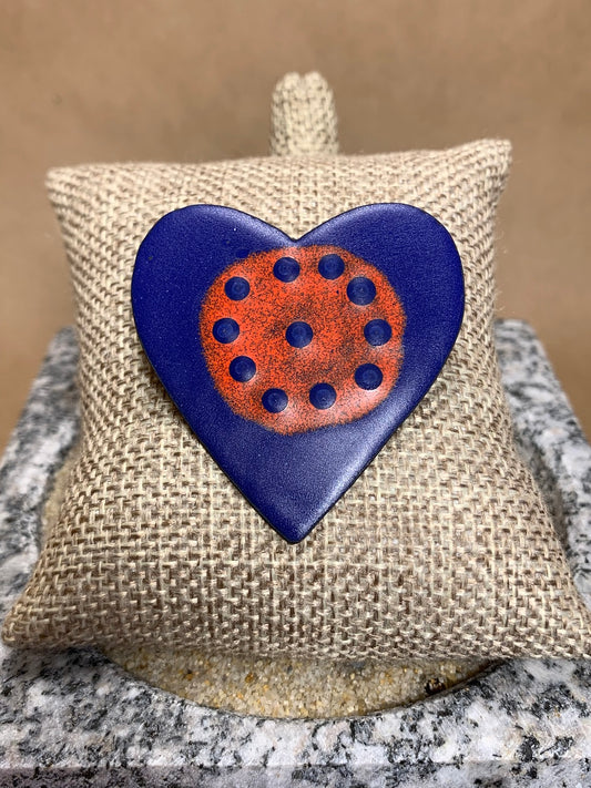 Enamel Purple/Red/BLK on Copper Heart Pin