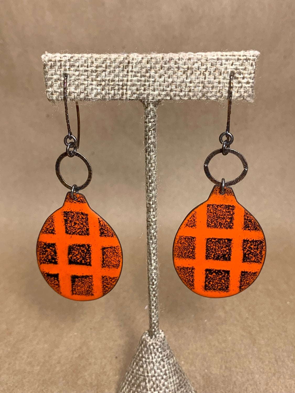 Enamel on Copper Wire Drop Earrings