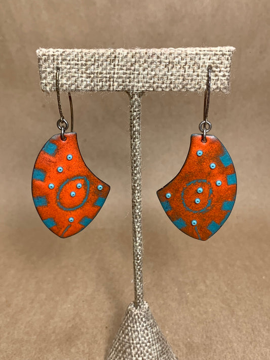 Enamel on Copper Wire Drop Earrings