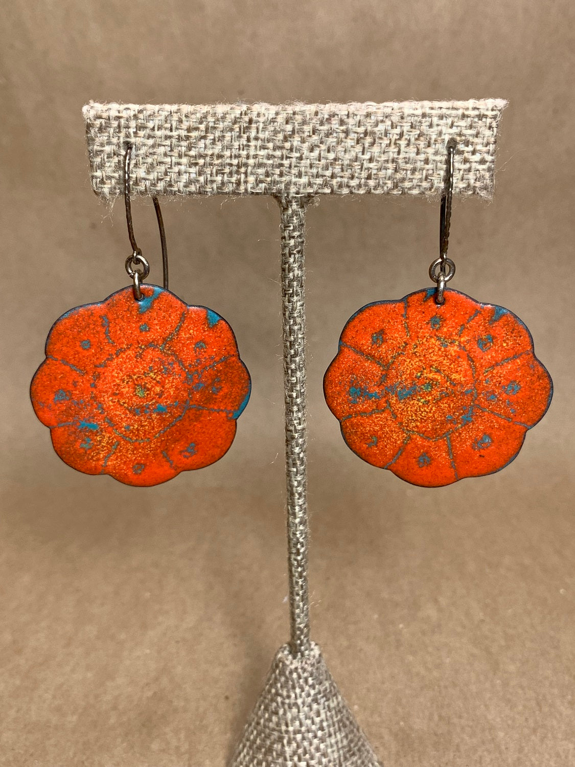 Enamel on Copper Wire Drop Earrings