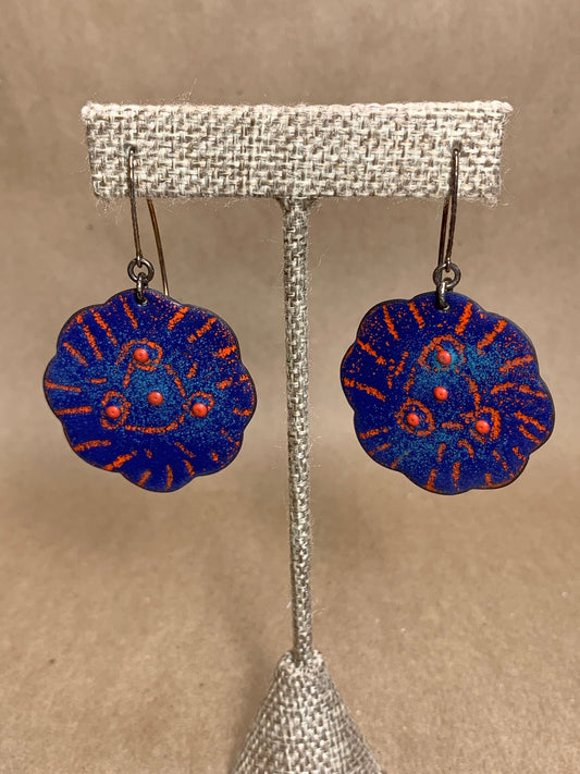 Enamel on Copper Wire Drop Earrings