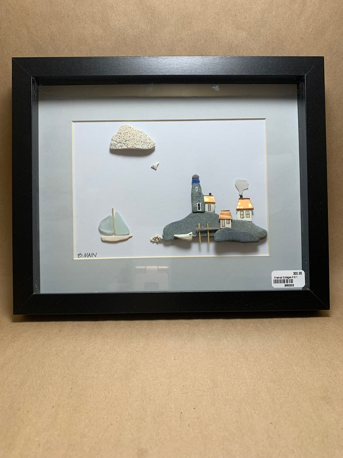 Framed Collage of Beach Finds 8x10