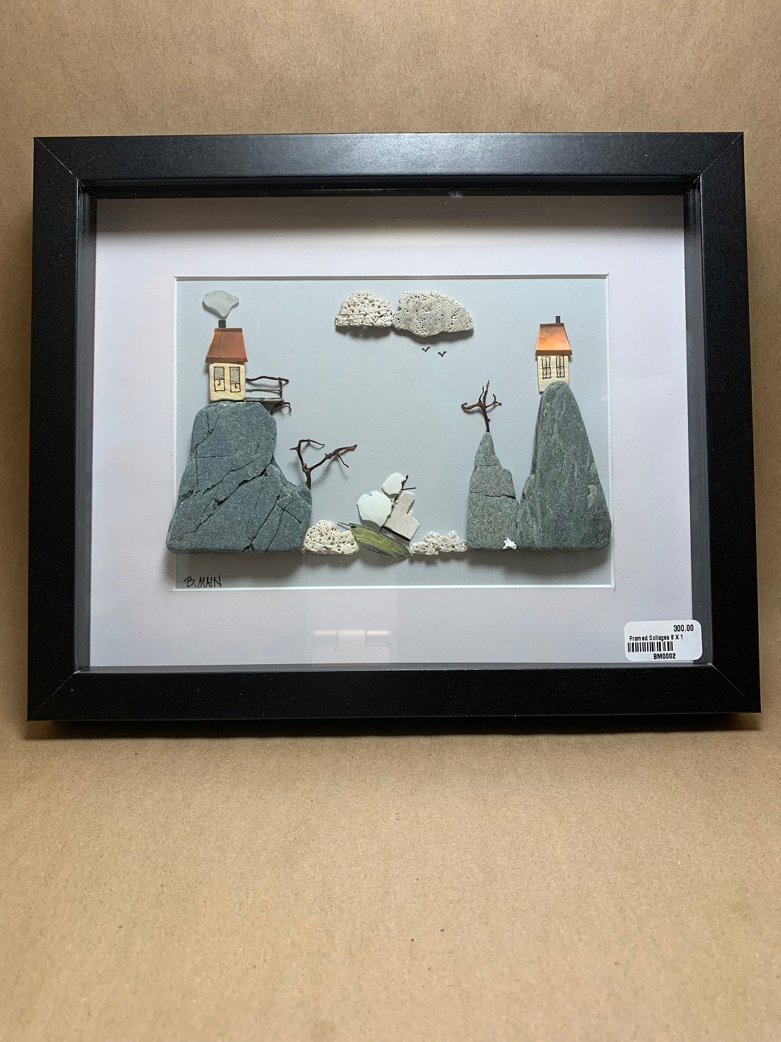 Framed Collage of Beach Finds 8x10