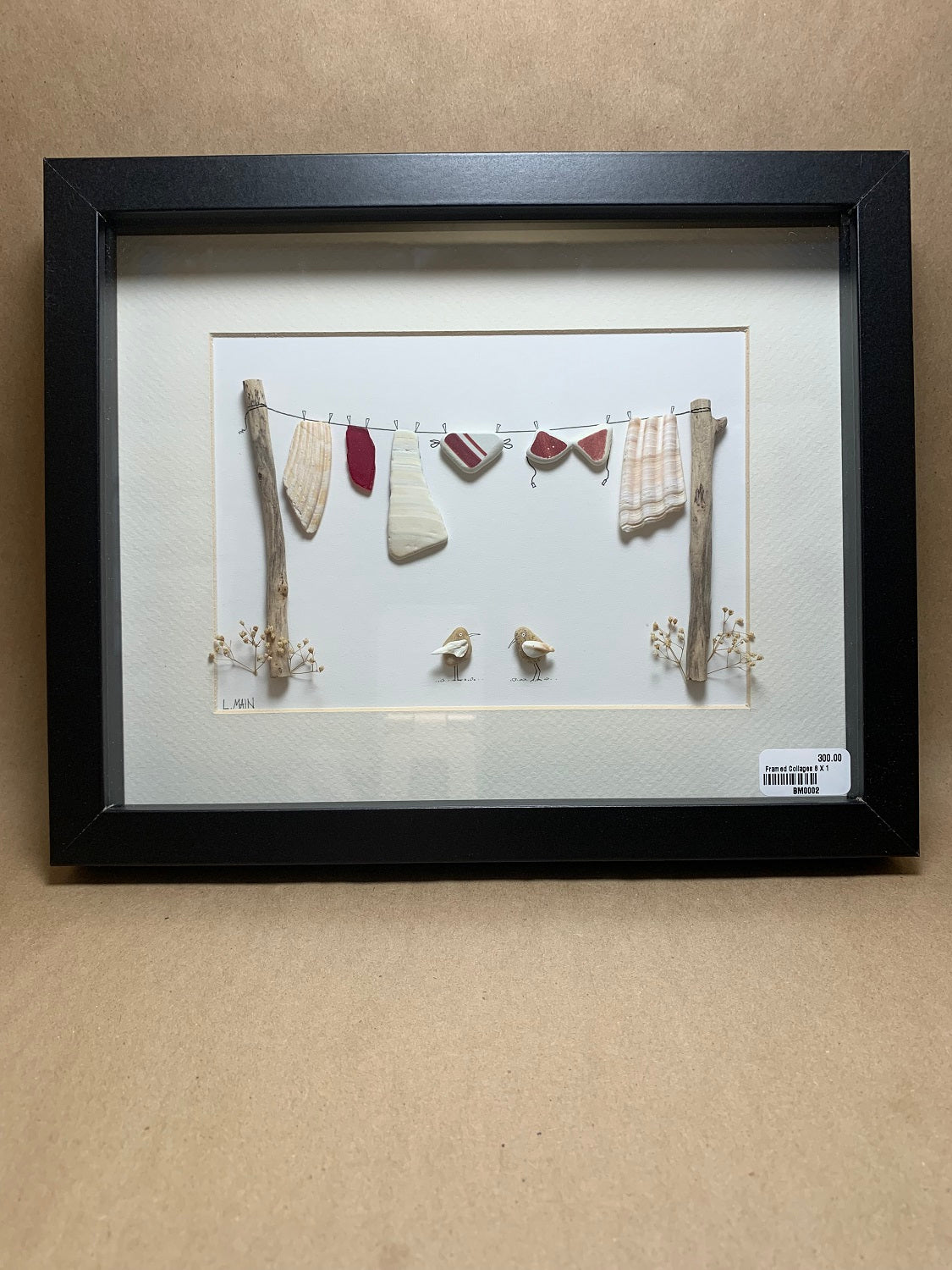 Framed Collage of Beach Finds 8x10