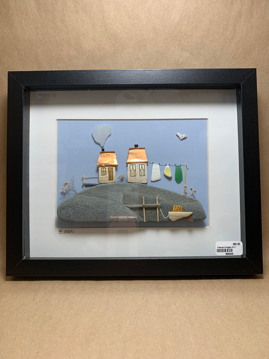 Framed Collage of Beach Finds 8x10