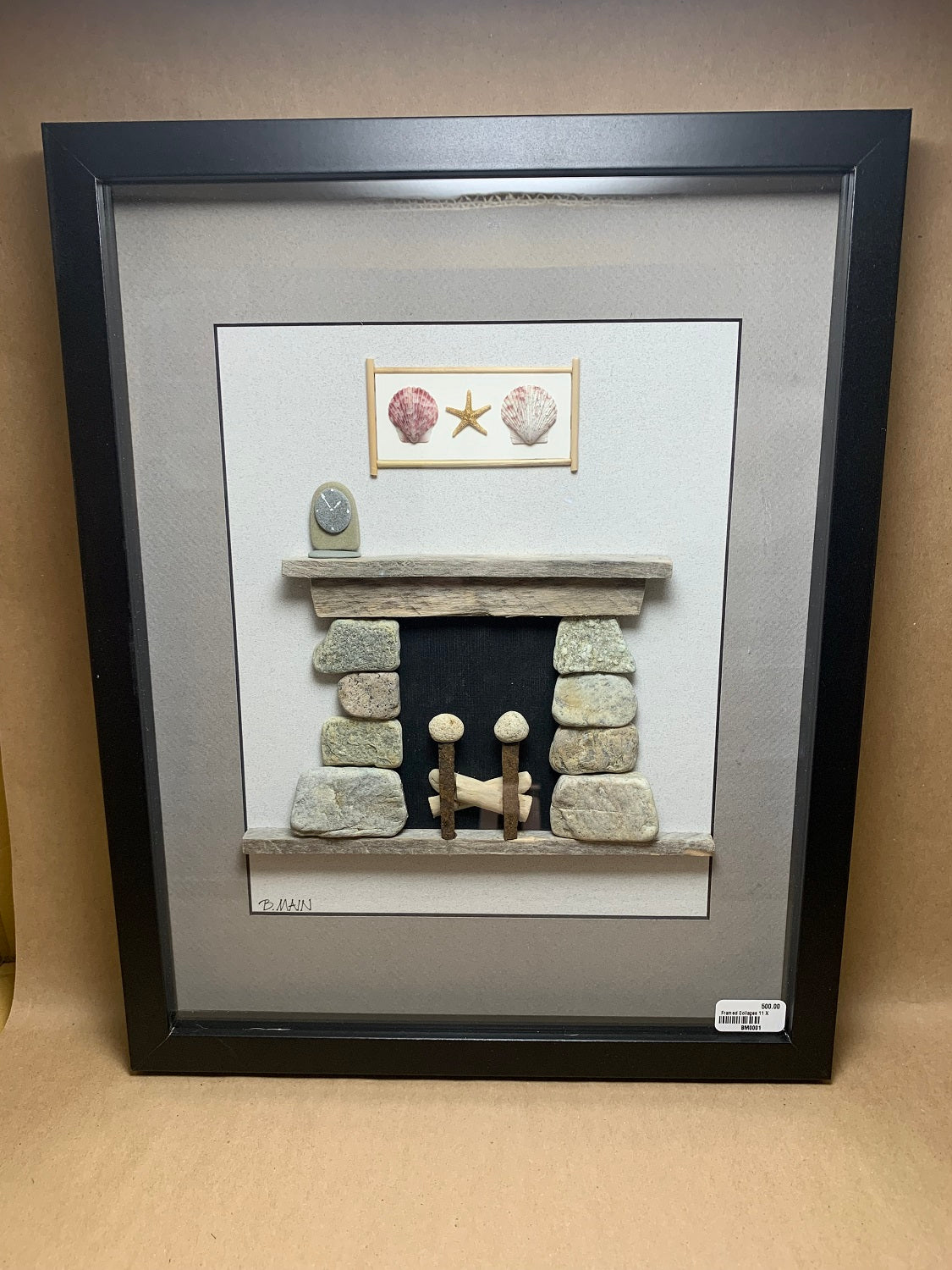 Framed Collage of Beach Finds 11x14