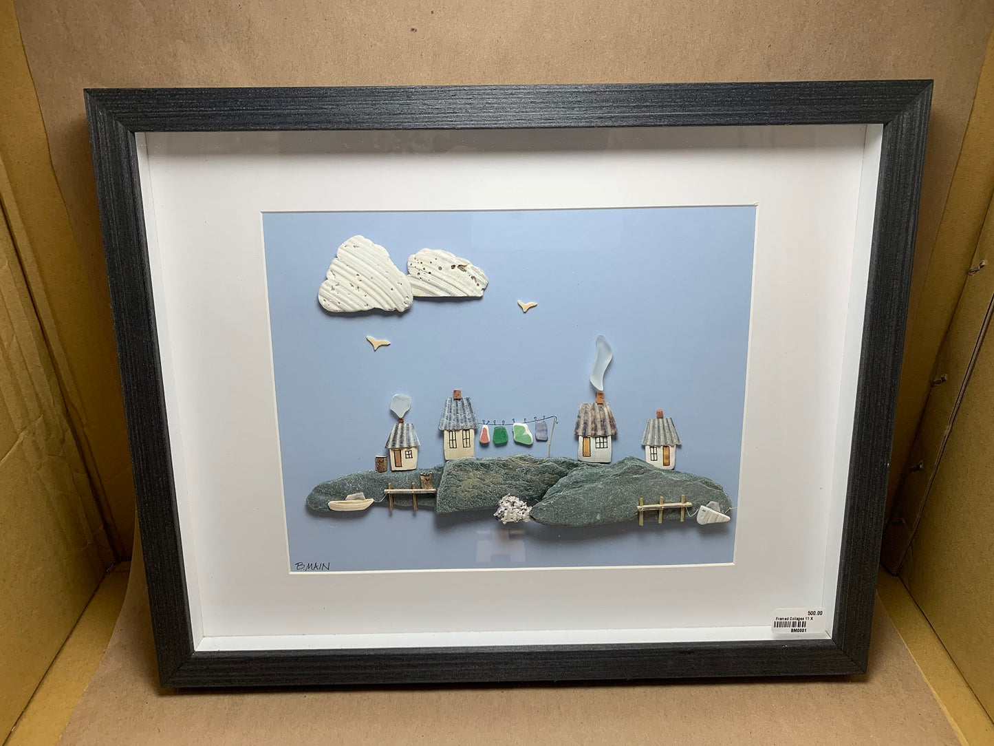 Framed Collage of Beach Finds 11x14