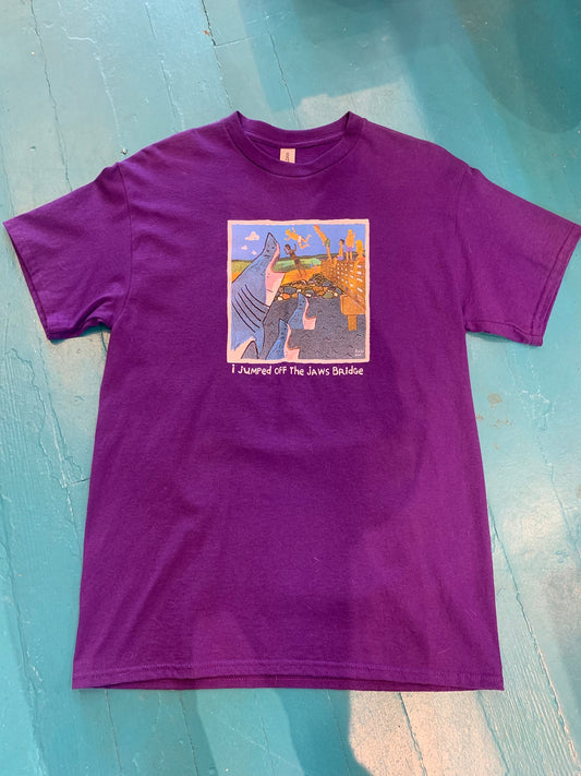 Jaws Bridge Purple T-Shirt By Dug Nap