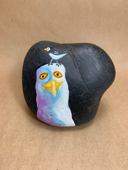 Handpainted Seagull and Friend on a Rock 3"