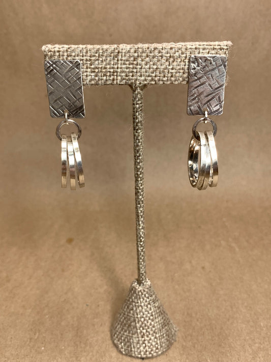 Silver Hoops on a Post Earrings