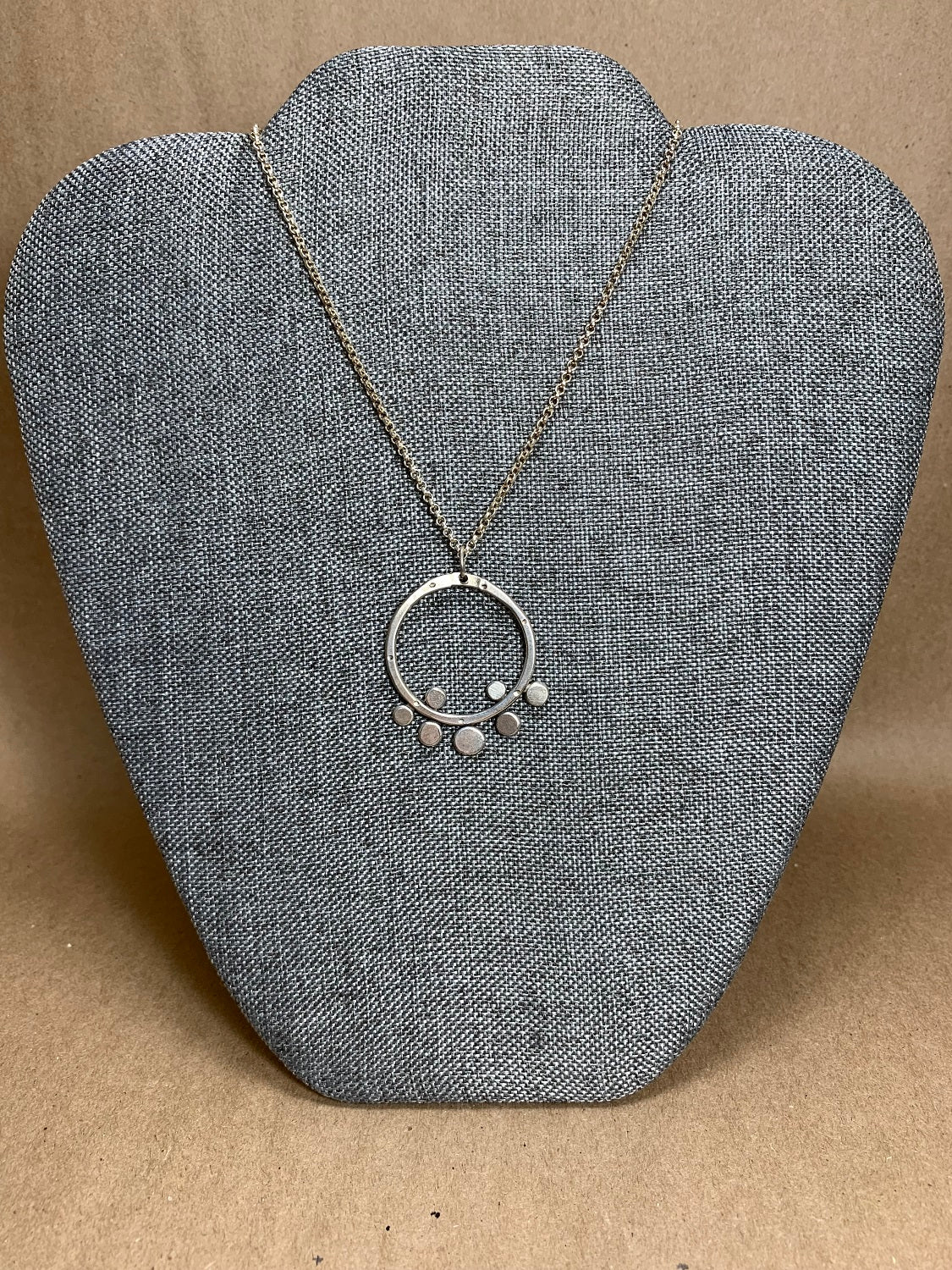 Sterling Silver Hoop w/ Dots Necklace