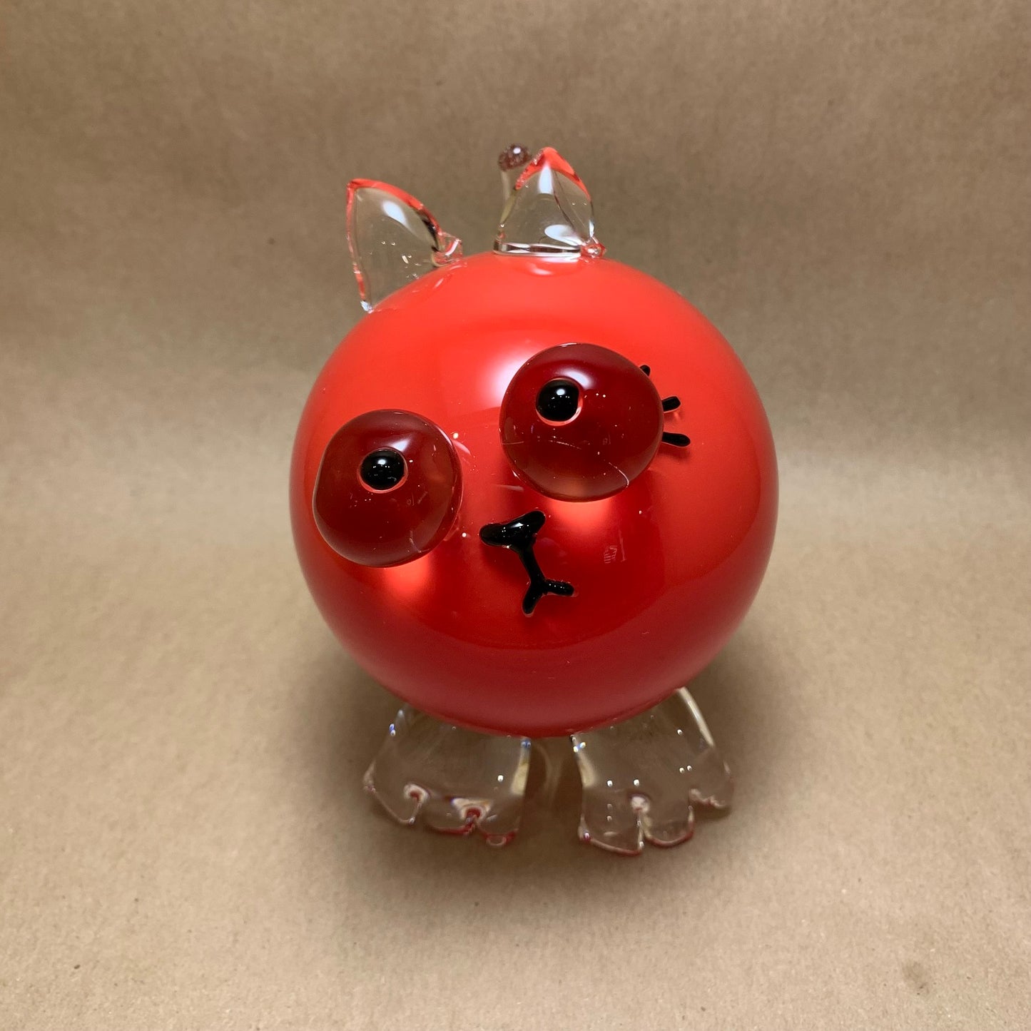 Blown Glass Red Kitten 5.5"H