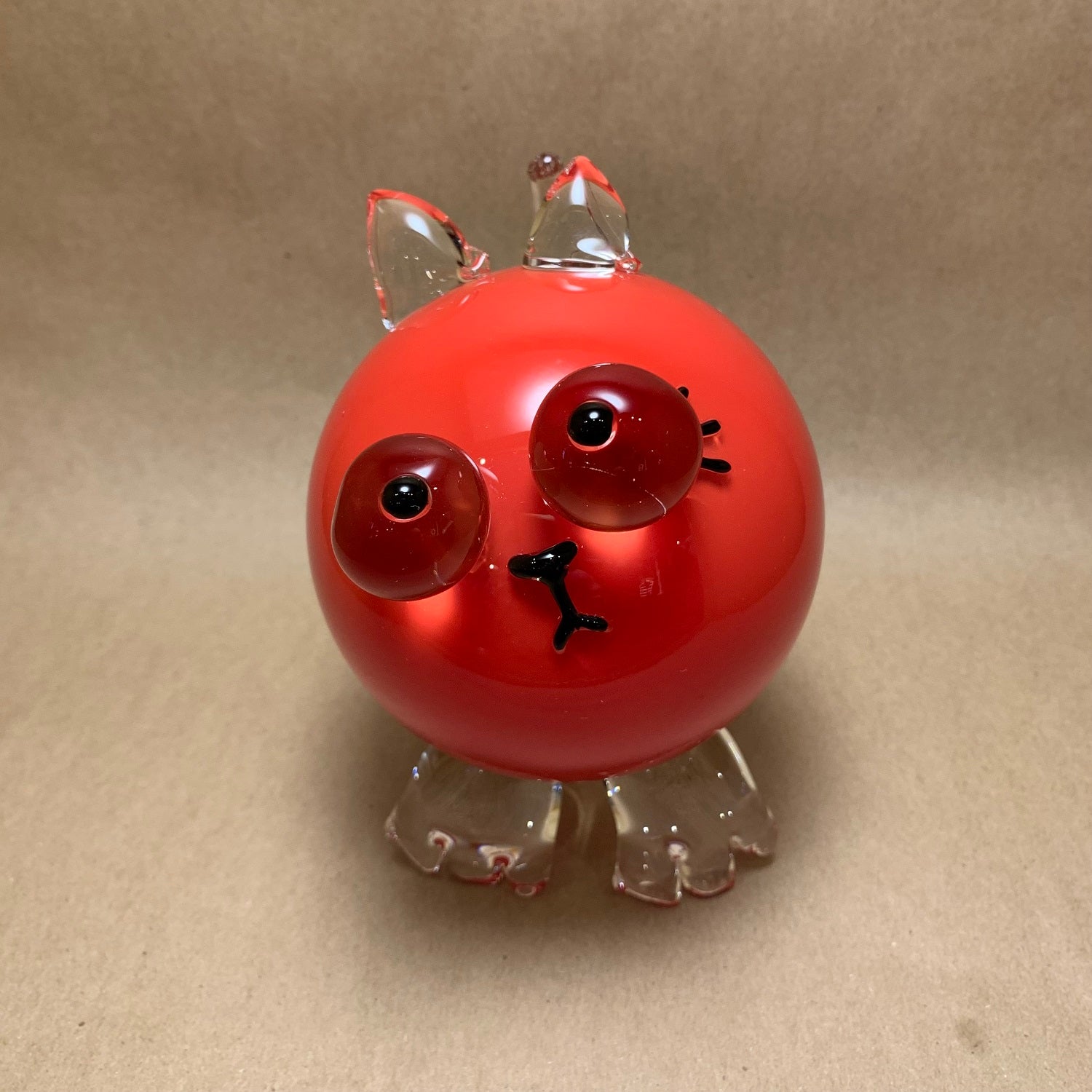 Blown Glass Red Kitten 5.5"H