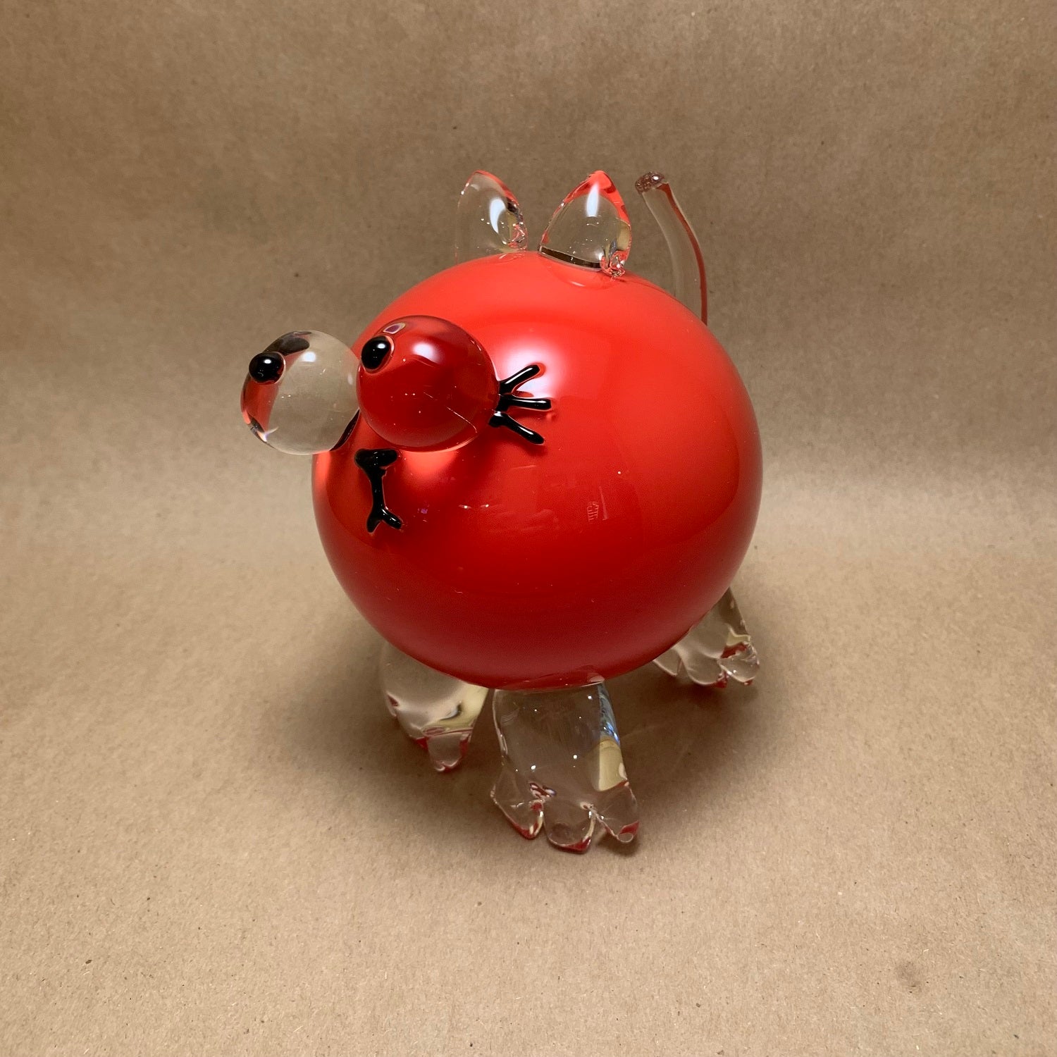 Blown Glass Red Kitten 5.5"H