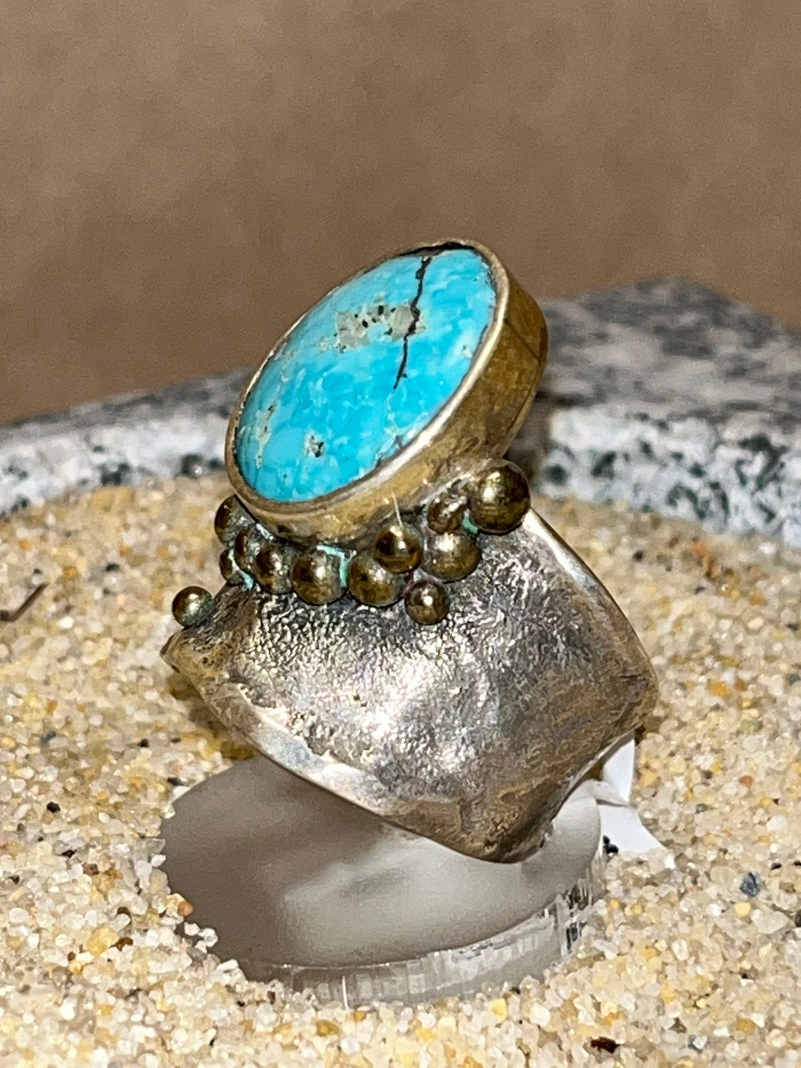 Silver and Turquoise Ring sz 8.25