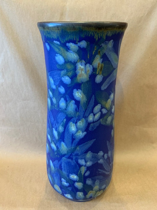 Hand Thrown Vase w/ Blue Glaze 13.5" H