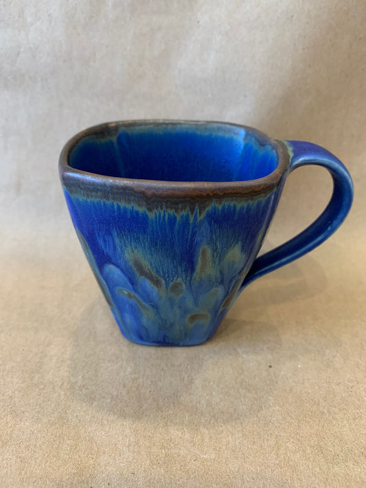 Small Square Mug w/ Blue Glaze
