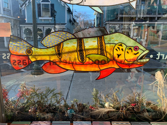 Fused/Stained Glass Peacock Bass 35" L