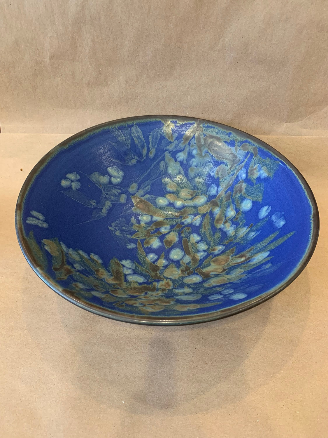 Serving Bowl w/ Blue Glaze 12"dia