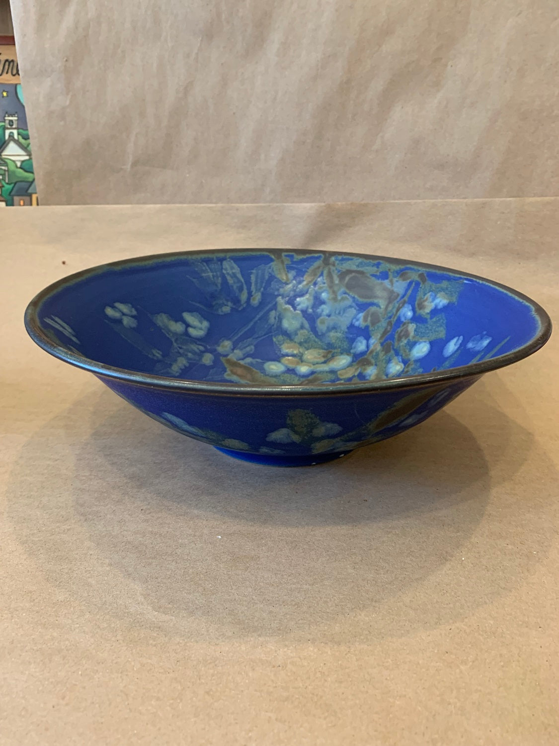 Serving Bowl w/ Blue Glaze 12"dia