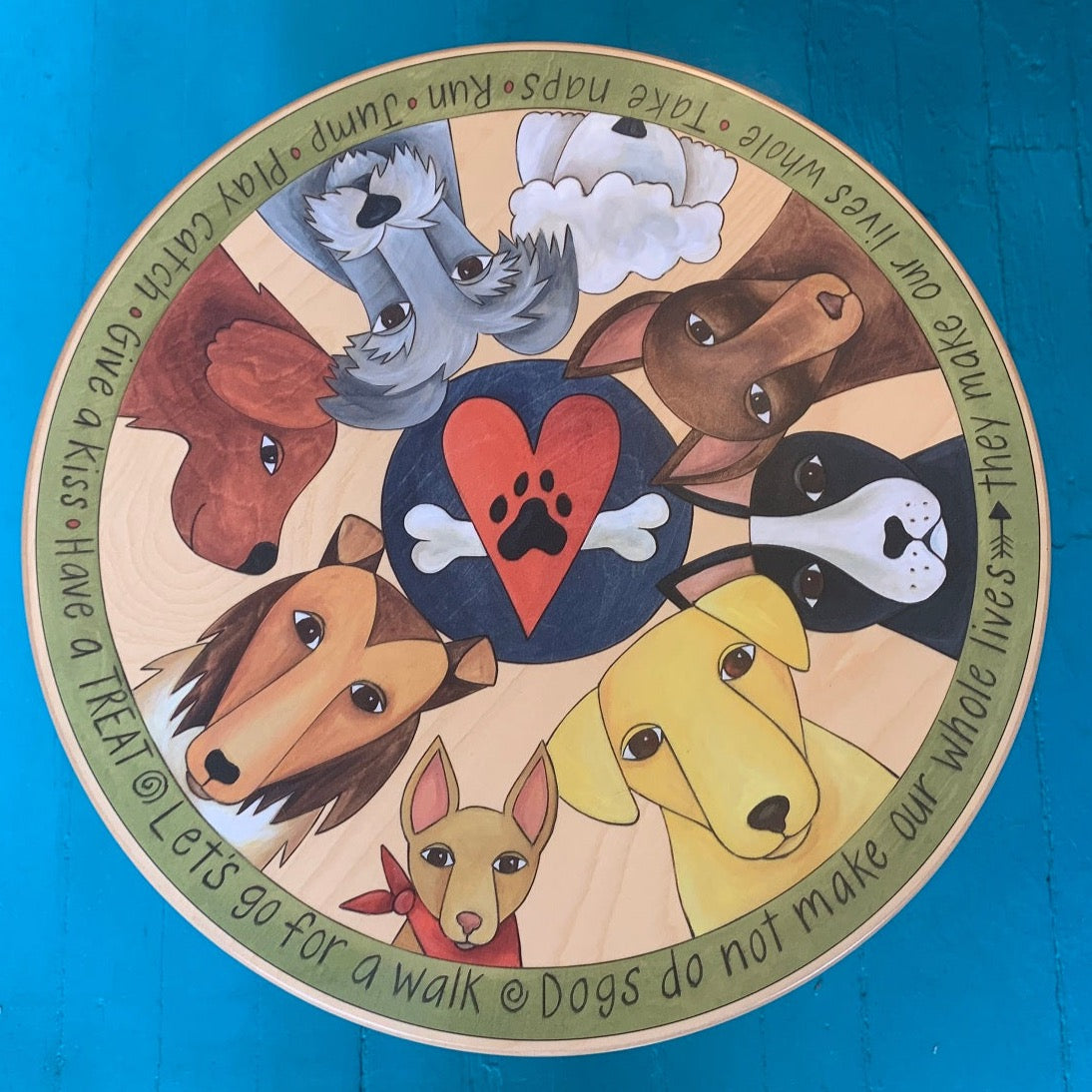 Sincerely Sticks "Life With Dogs" 18" Lazy Susan
