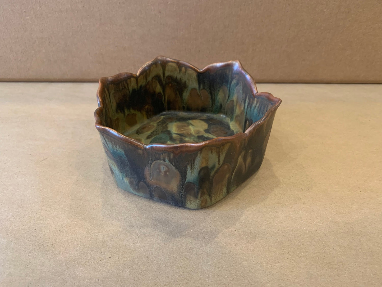 Lotus Edge Bowl w/ Green Glaze 6.5" Dia