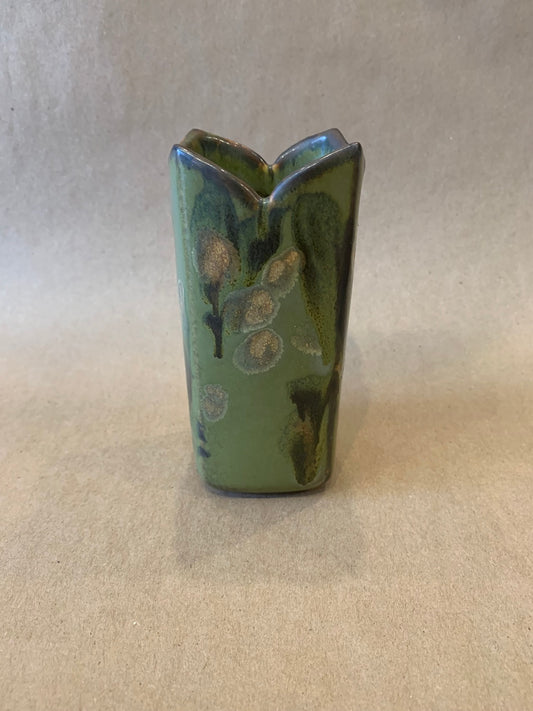 Small Bud Vase w/ Green Glaze 5"H