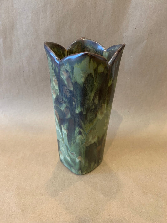 Tall Vase w/ Green Glaze 10" Dia