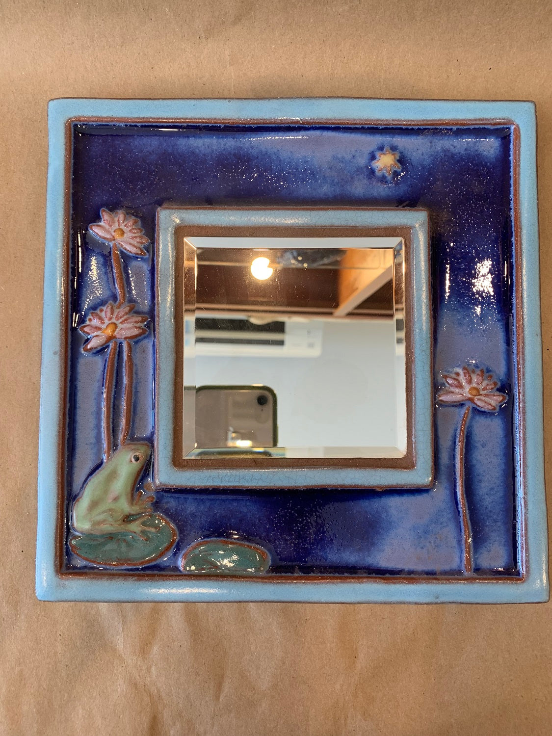 Frog Contemplation Mirror 9"X 9"