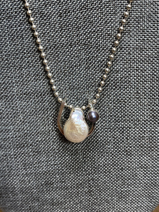 Sterling Silver and Pearl Necklace 18"
