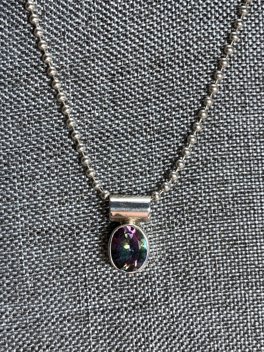 Sterling Silver and Mystic Topaz Necklace 18"