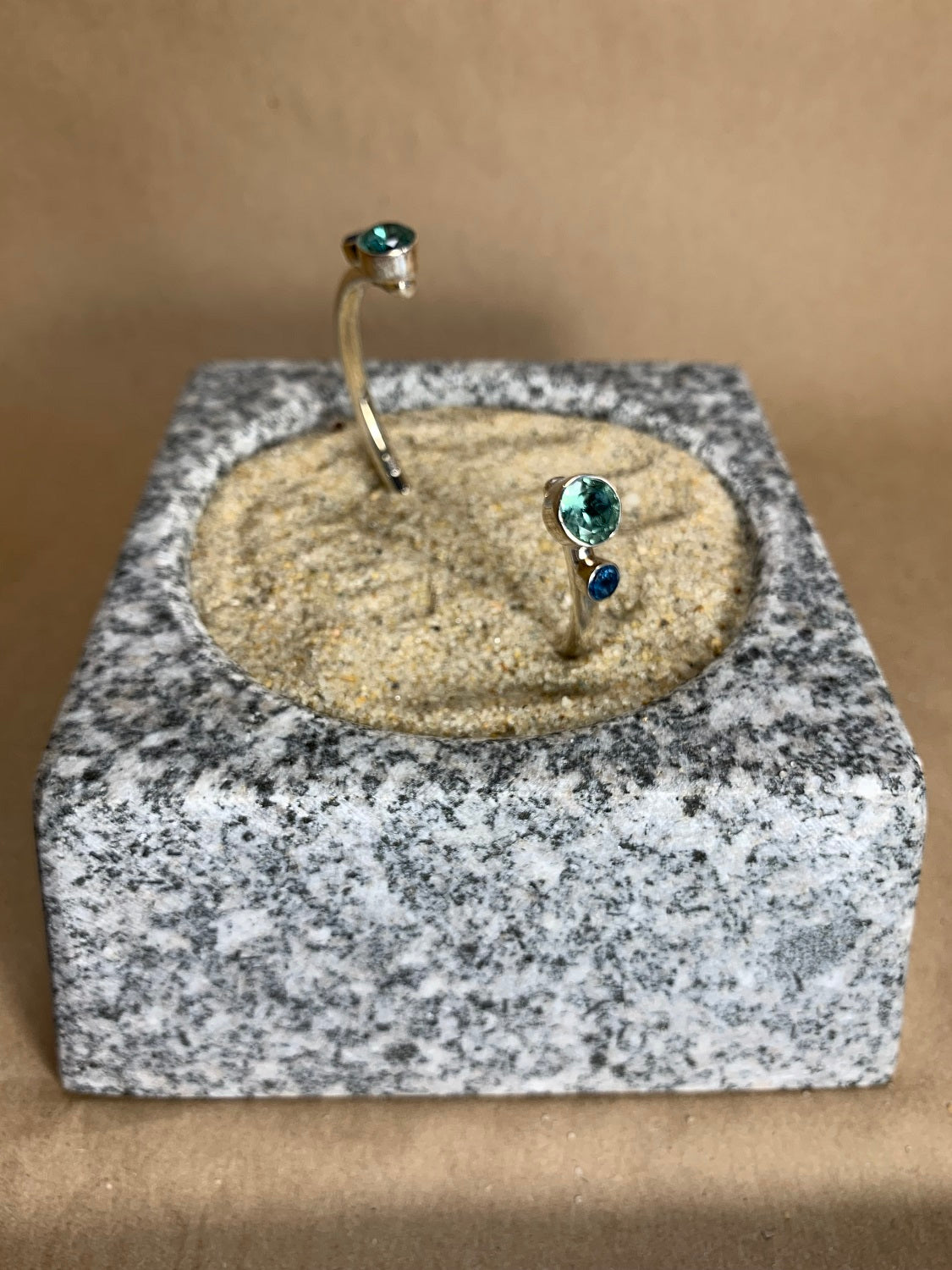 Sterling Silver Green Quartz and Blue Topaz Cuff