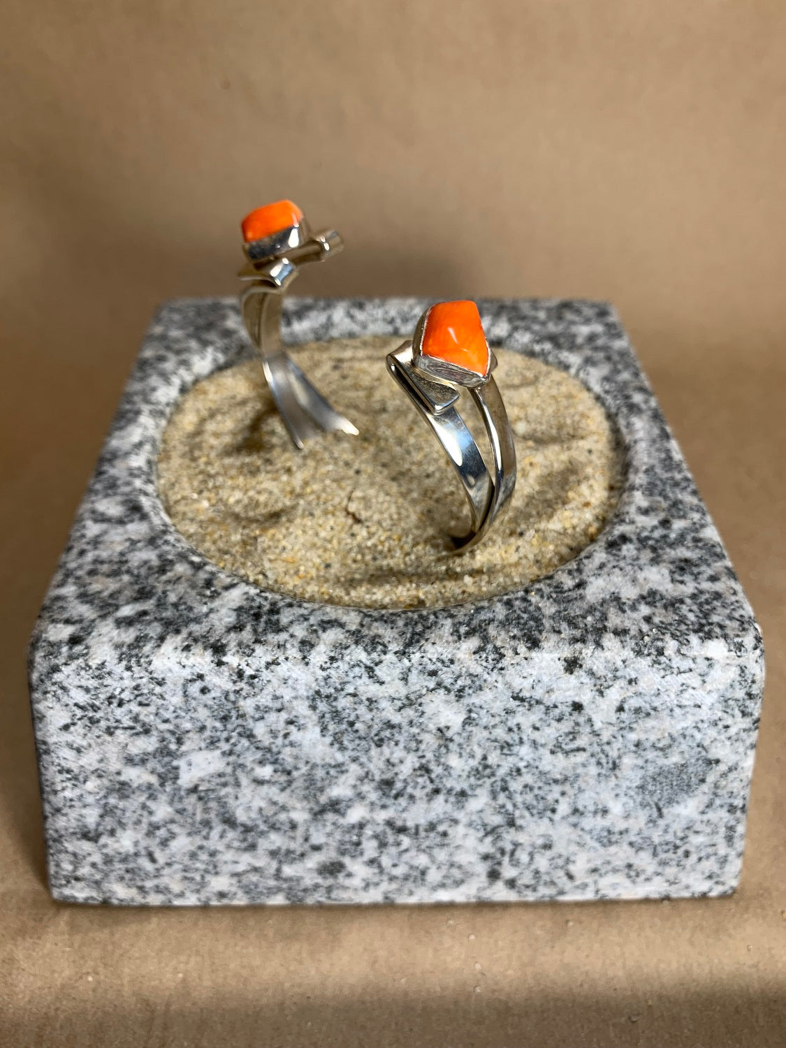 Sterling Silver and Coral Cuff