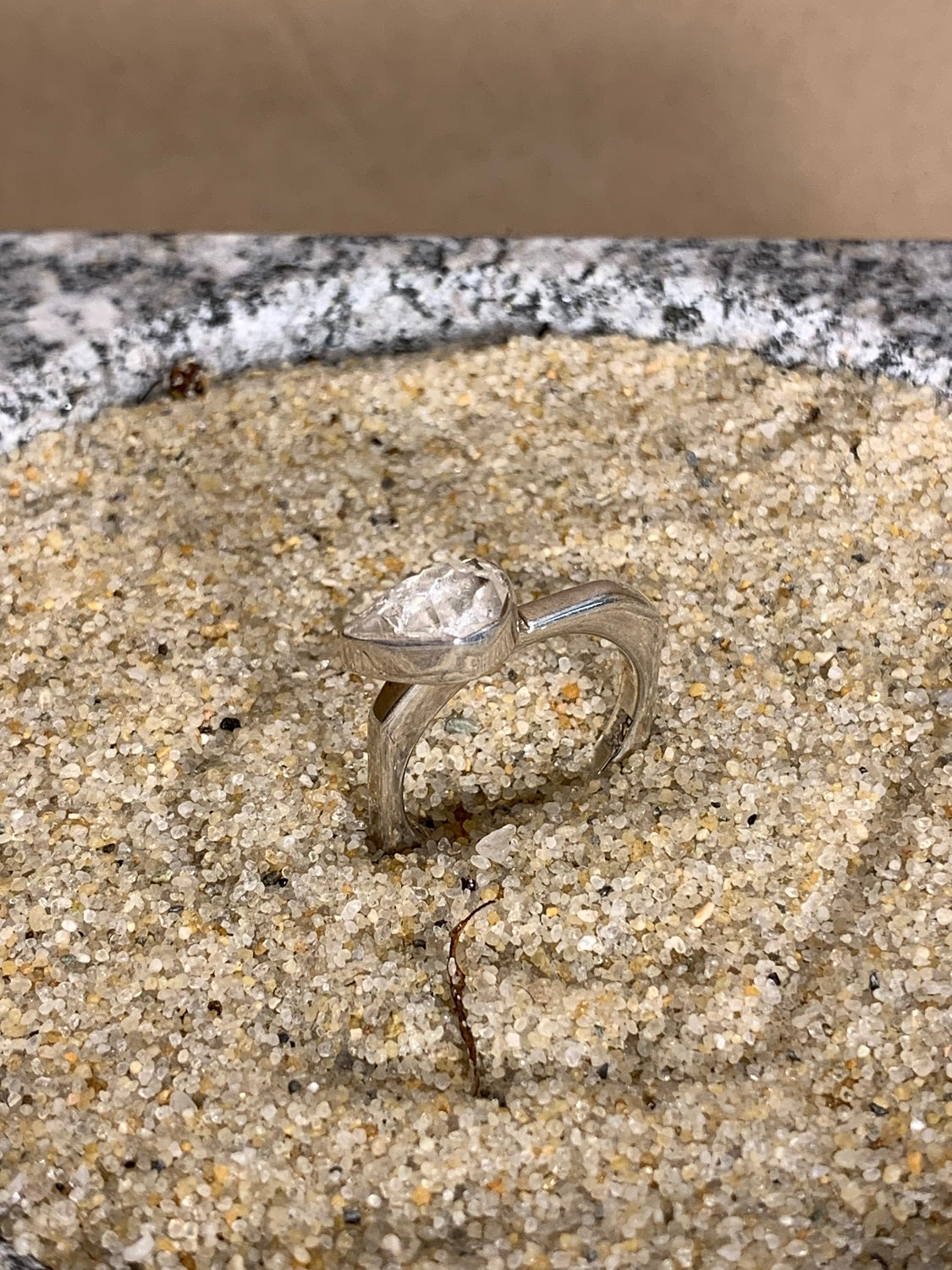 Sterling Silver and Herkimer Diamond Ring SZ 7
