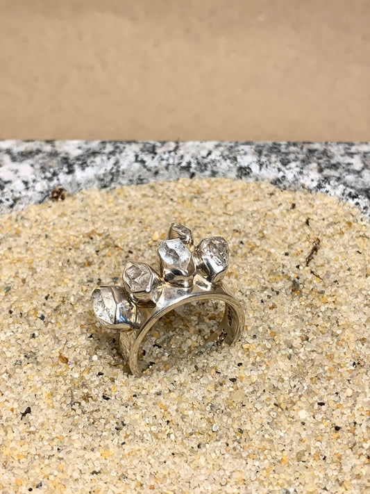 Sterling Silver and Herkimer Diamond Ring SZ 8