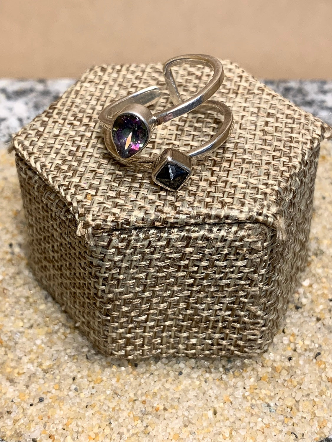 Sterling Silver and Mystic Topaz Ring SZ 7.5