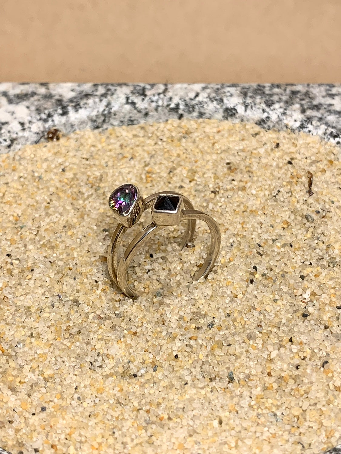 Sterling Silver and Mystic Topaz Ring SZ 7.5