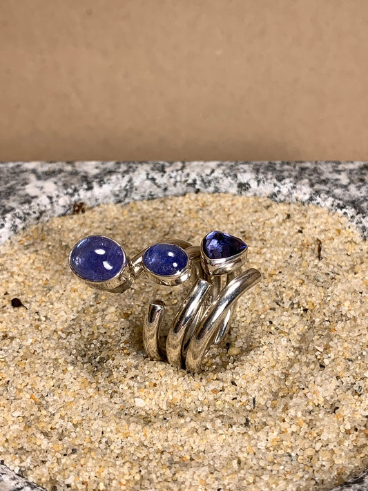 Sterling Silver and Tanzanite Ring SZ 7+