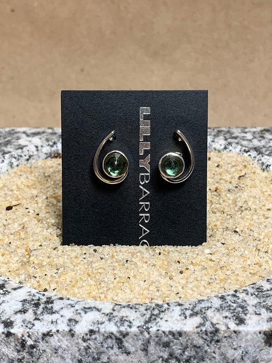 Sterling Silver and Green Quartz Post Earrings