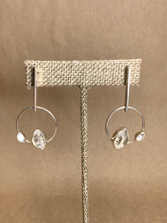 Sterling Silver and Herkimer Diamond Post Earrings