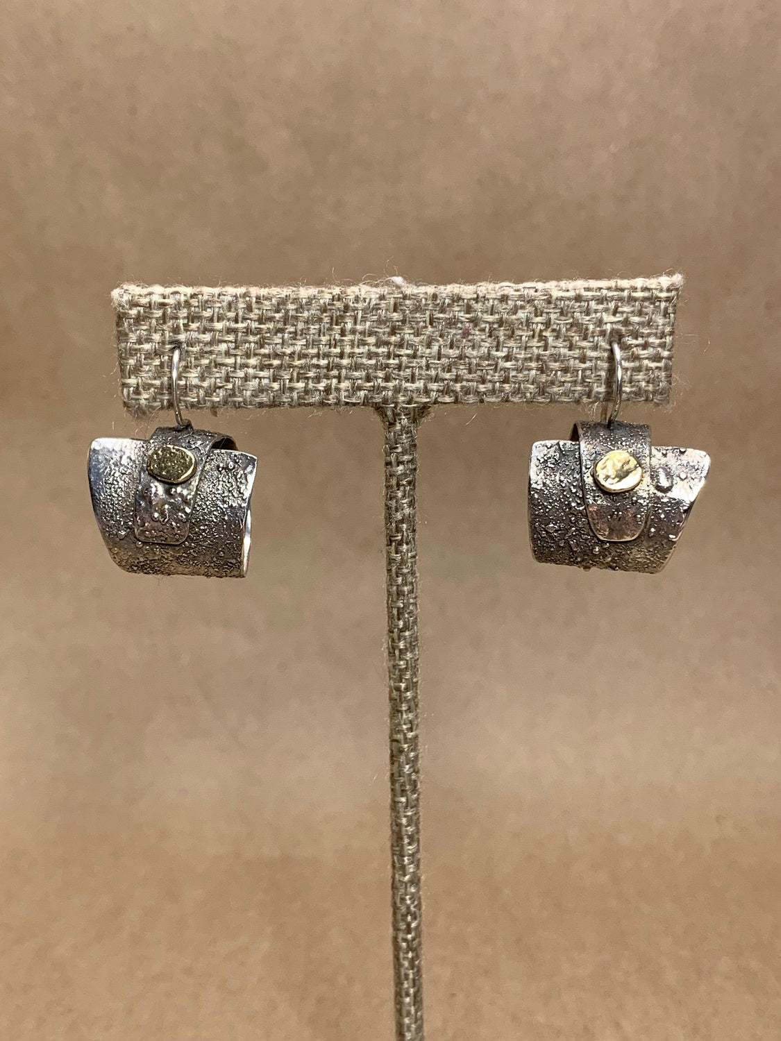 Reticulated Silver w/ Brass Accent Wire Drop Earring