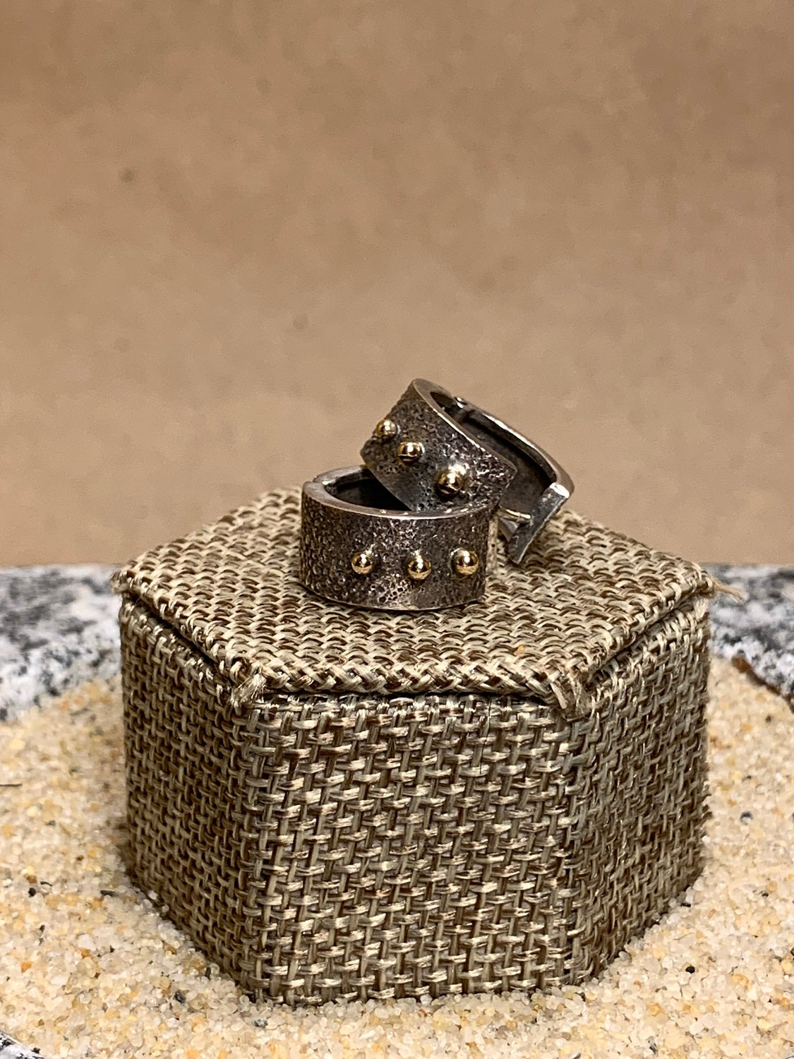 Silver w/ Brass Balls Cuff Post Earrings