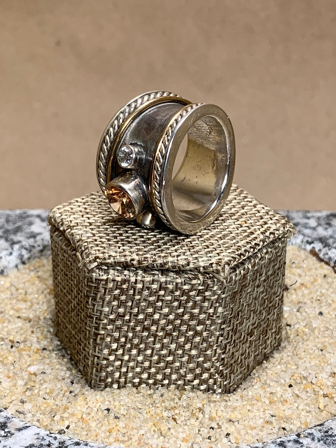 Renisance Ring Silver/Copper/3 Stones SZ 10