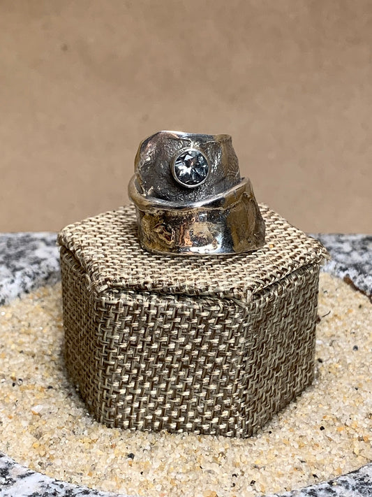 Reticulated Silver and Quartz Ring SZ 6