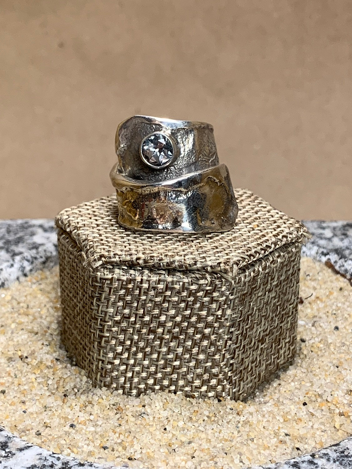 Reticulated Silver and Quartz Ring SZ 6