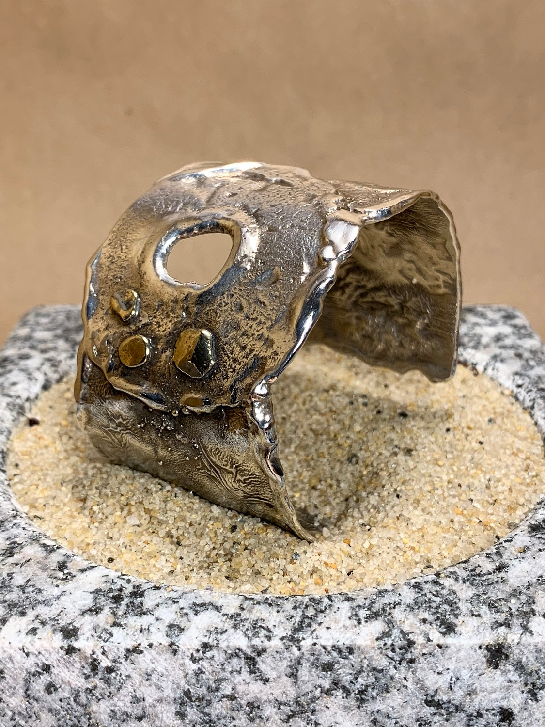 Reticulated Silver Cuff with Brass Accents