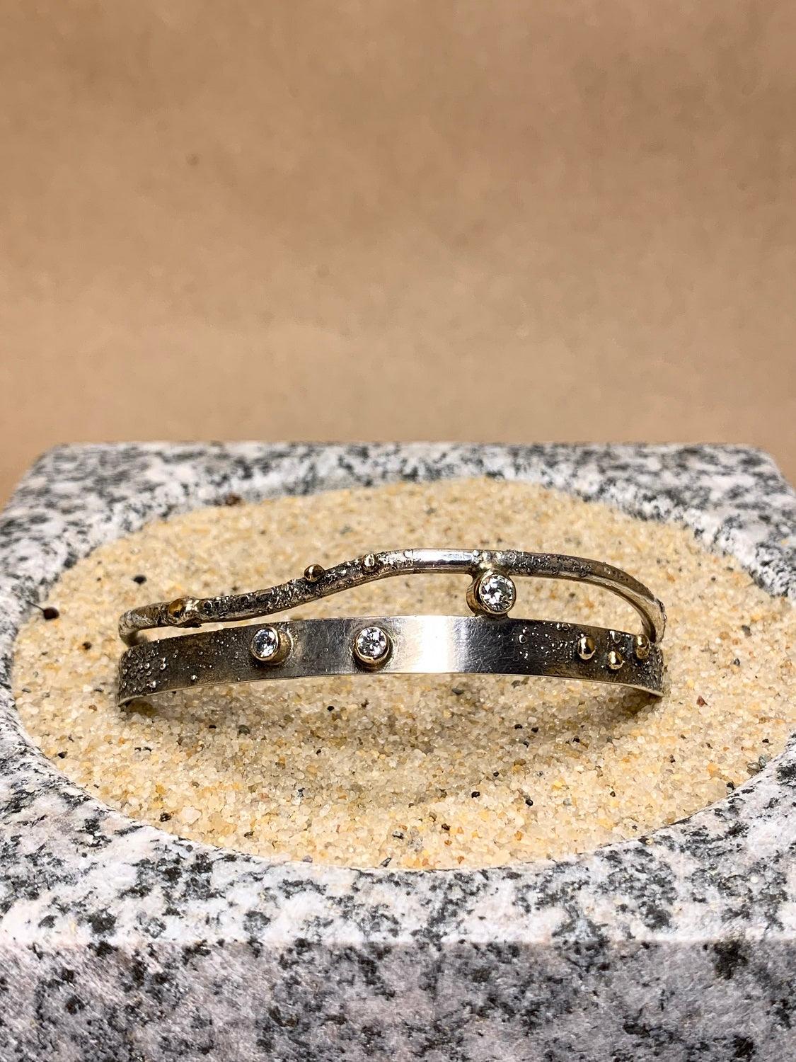 Reticulated Cuff w/ 14K Gold and CZ