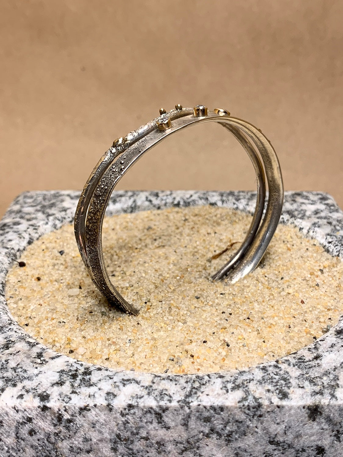 Reticulated Cuff w/ 14K Gold and CZ