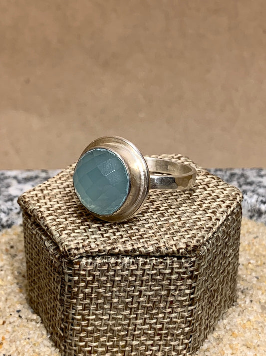 Chalcedony, 14K Gold Filled and Silver Ring Size 7